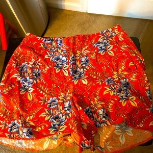 LOFT Red Floral High Waist Women's Shorts